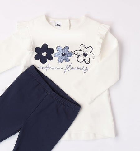 iDO outfit with small flowers for girls aged 9 months to 8 years PANNA-BLU-8132