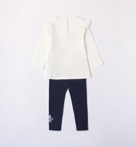 iDO outfit with small flowers for girls aged 9 months to 8 years PANNA-BLU-8132