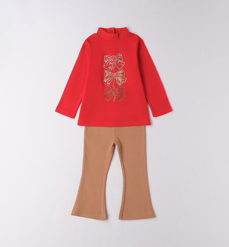 Completo bambina leggings ROSSO-2236