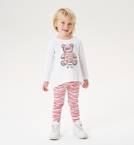 iDO teddy bear outfit for girls from 9 months to 8 years BIANCO-0113