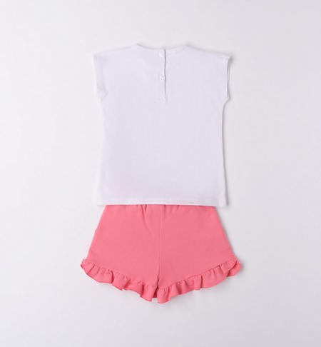 Completo bambina t-shirt e shorts con ruches da 9 mesi a 8 anni iDO BIANCO-0113