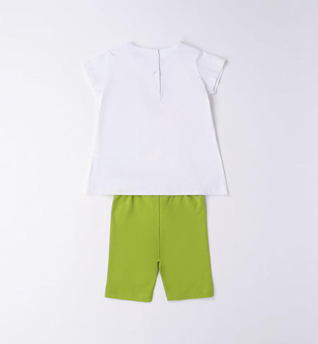 iDO T-shirt and leggings for girls from 9 months to 8 years BIANCO-VERDE-8036