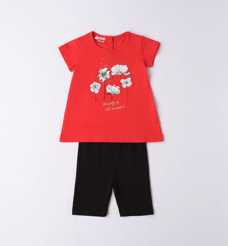 iDO T-shirt and leggings for girls from 9 months to 8 years ROSSO-2235