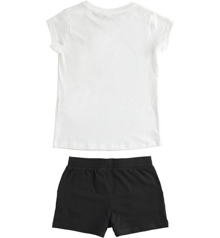 iDO T-shirt and shorts set for girls with different patterns for girls from 8 to 16 years old BIANCO-NERO-8057