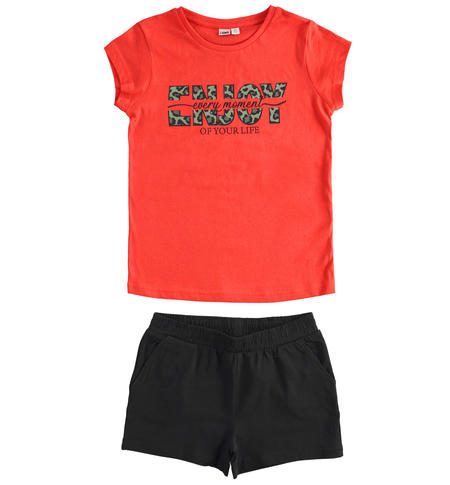 iDO T-shirt and shorts set for girls with different patterns for girls from 8 to 16 years old CORALLO-2232