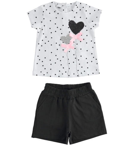 T-shirt with sequined balloons and short trousers set for girls from 12 months to 8 years by iDO BIANCO-NERO-6SX4