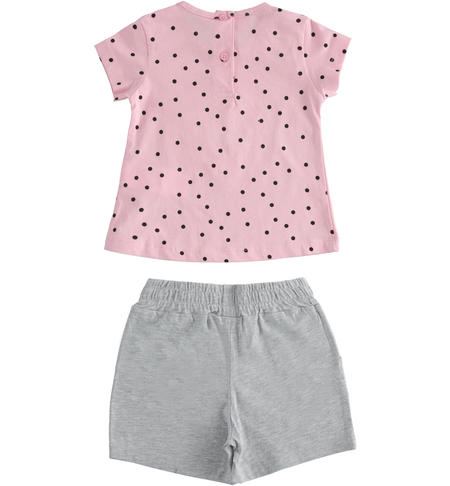 T-shirt with sequined balloons and short trousers set for girls from 12 months to 8 years by iDO ROSA-NERO-6SX5