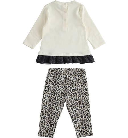Animal print baby girl set from 1 to 24 months iDO LATTE-BLUE-6TS9