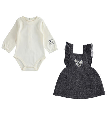 Bodysuit and dress baby girl set from 1 to 24 months iDO NAVY-3885