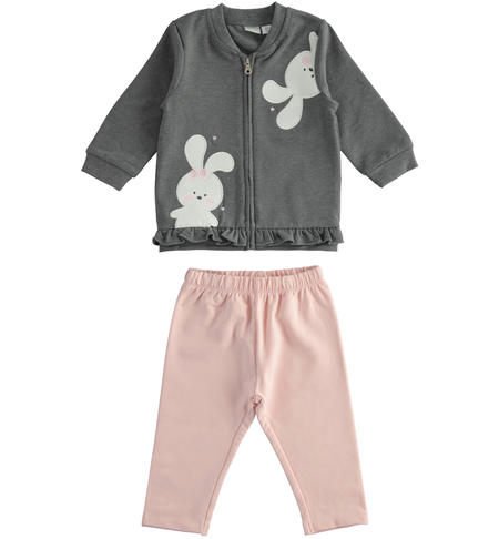 Baby girl outfit with bunnies from 1 to 24 months iDO GRIGIO MELANGE-8967