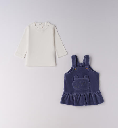 Completo bimba con salopette PANNA