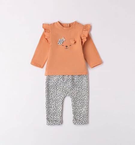 Completo bimba due pezzi con ruches MARRONE