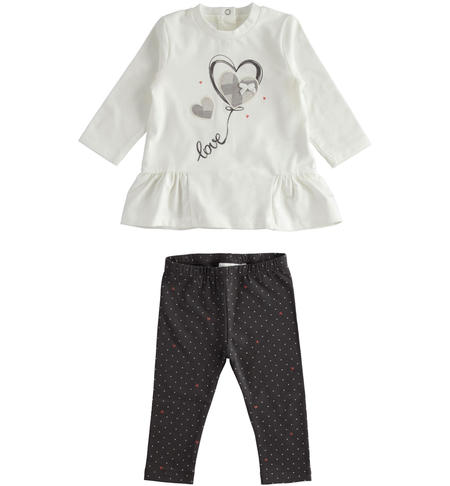 Completo bimba leggings e maglia - da 1 a 24 mesi iDO GRIGIO-PANNA-6TU9