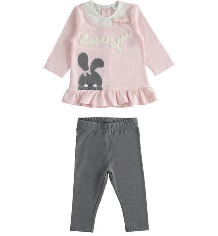 Girl's leggings and sweater set from 1 to 24 months iDO GRIGIO MELANGE-8967
