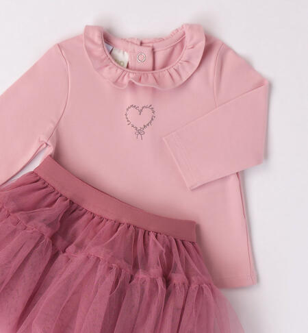 iDO T-shirt and tulle skirt set for baby girls from 1 to 24 months CIPOLLA-3021
