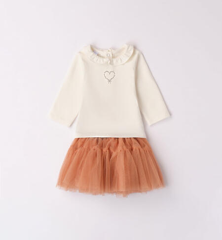 Completo bimba maglia e gonna tulle da 1 a 24 mesi iDO MOU-1133