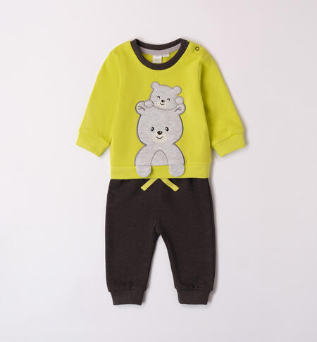 iDO teddy bear tracksuit for boys from 1 to 24 months GREEN ACID-5262
