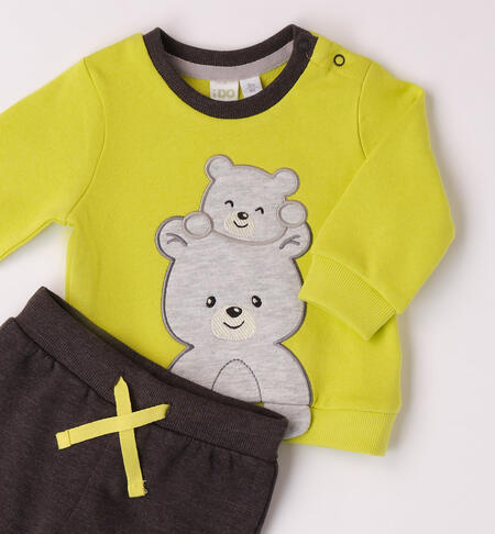 iDO teddy bear tracksuit for boys from 1 to 24 months GREEN ACID-5262