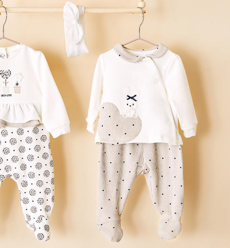 Baby girl hearts hospital outfit CREAM