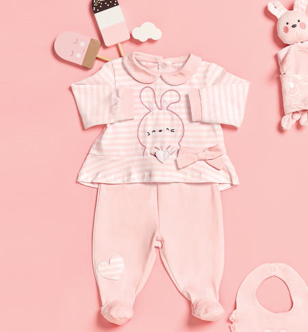 iDO baby girl hospital outfit with heart from 0 to 12 months ROSA-2512