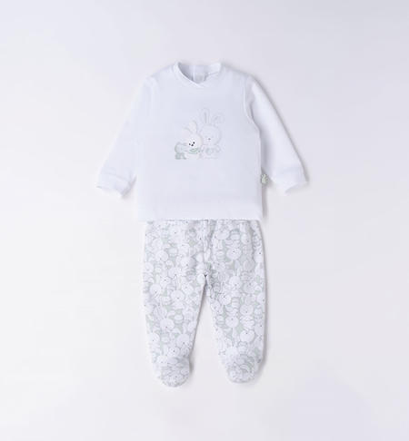 iDO newborn hospital outfit with bunny motif from 0 to 12 months BIANCO-0113