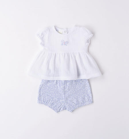 iDO short butterfly outfit from 1 to 24 months BIANCO-0113