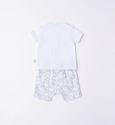 iDO short outfit for baby boy with bunnies from 0 to 24 months BIANCO-0113