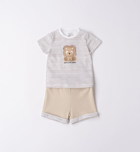 iDO short baby boy animal outfit from 1 to 24 months BIANCO-CACAO-6UX6