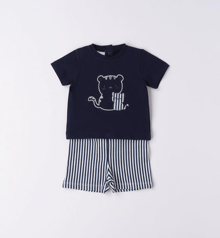 iDO short baby boy outfit with cute animals from 1 to 24 months NAVY-3854