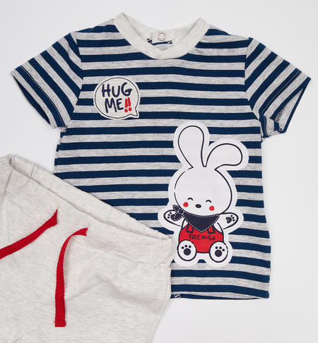 iDO short baby boy bunny outfit from 1 to 24 months GRIGIO MELANGE-8948