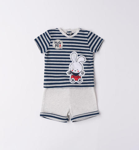 iDO short baby boy bunny outfit from 1 to 24 months GRIGIO MELANGE-8948