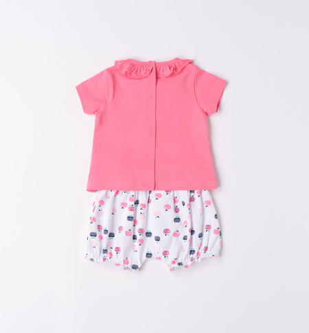 iDO short set for baby girl from 1 to 24 months ROSA-BIANCO-8001