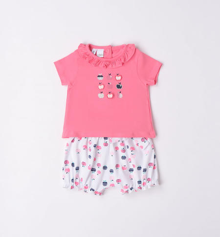 iDO short set for baby girl from 1 to 24 months ROSA-BIANCO-8001