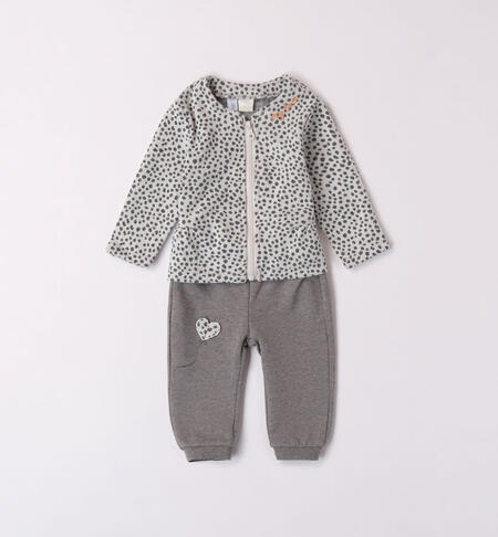 iDO polka dot outfit for girls from 1 to 24 months GRIGIO MELANGE-8993