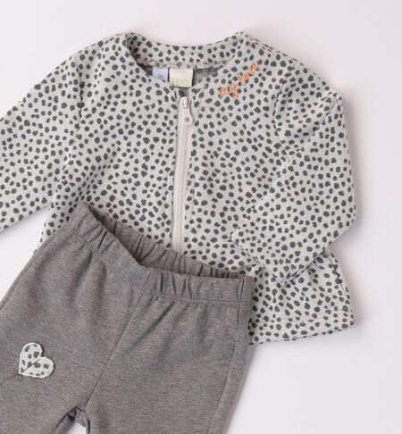 iDO polka dot outfit for girls from 1 to 24 months GRIGIO MELANGE-8993
