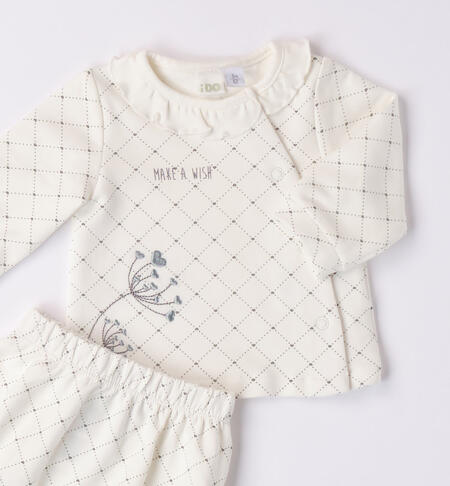 iDO cream and grey two-piece outfit for baby girl from 1 to 24 months PANNA-GRIGIO-6WL9