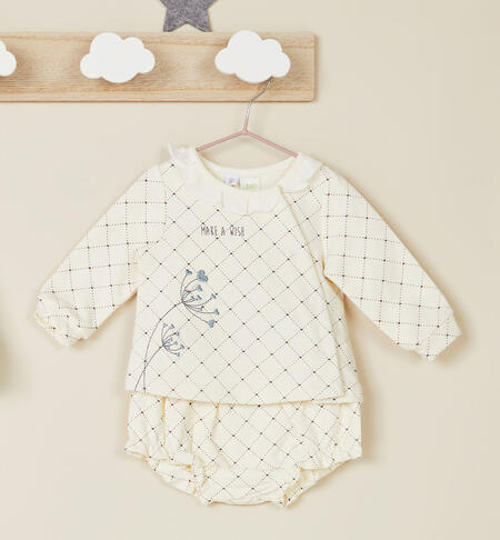 iDO cream and grey two-piece outfit for baby girl from 1 to 24 months PANNA-GRIGIO-6WL9