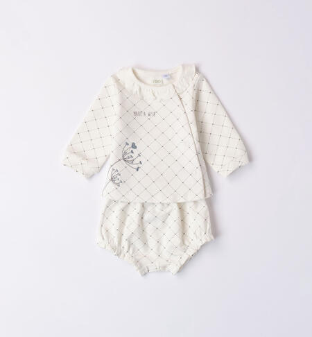 iDO cream and grey two-piece outfit for baby girl from 1 to 24 months PANNA-GRIGIO-6WL9