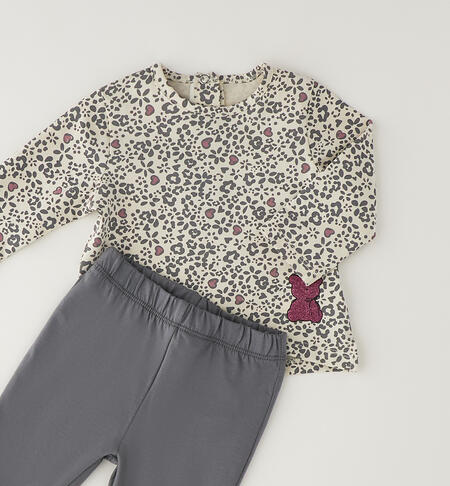 Two-piece baby girl outfit SABBIA-GRIGIO-6CET
