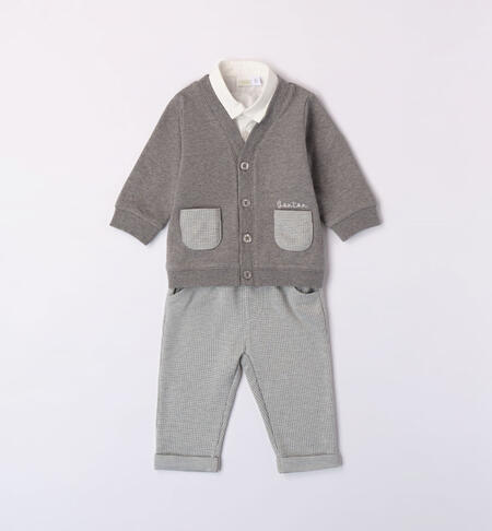 iDO elegant outfit for boys from 1 to 24 months GRIGIO MELANGE-8993
