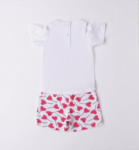 Completo estivo bambina con cuori da 9 mesi a 8 anni iDO BIANCO-0113
