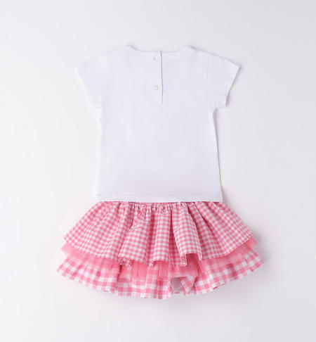 iDO outfit summer with check skirt for girls from 9 months to 8 years BIANCO-0113