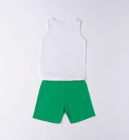 Completo estivo bambino varie stampe da 9 mesi a 8 anni iDO BIANCO-VERDE-8036