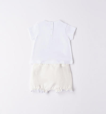 iDO summer outfit for baby girl with chicks from 1 to 24 months BIANCO-0113