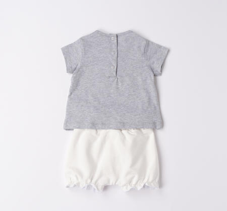 iDO summer outfit for baby girl with chicks from 1 to 24 months GRIGIO MELANGE-8992