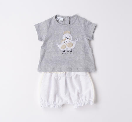 iDO summer outfit for baby girl with chicks from 1 to 24 months GRIGIO MELANGE-8992