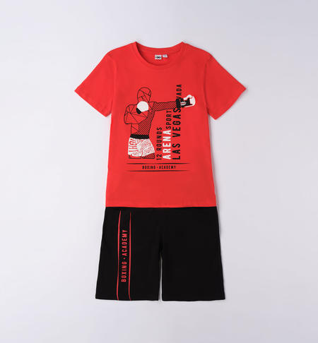 iDO summer outfit for boys from 8 to 16 years ROSSO-2235