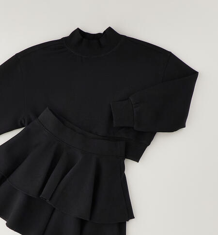 Completo gonna e felpa ragazza NERO-0658