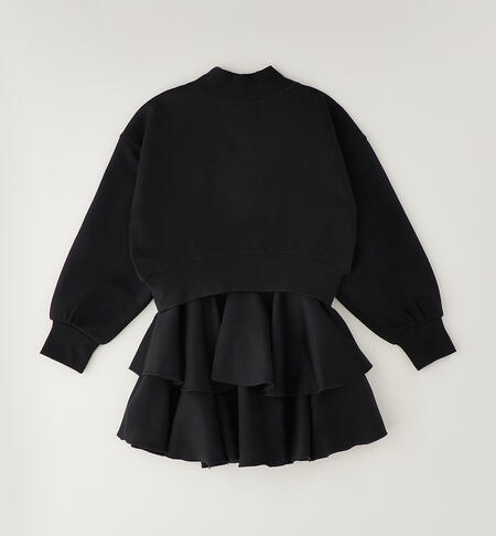 Completo gonna e felpa ragazza NERO-0658