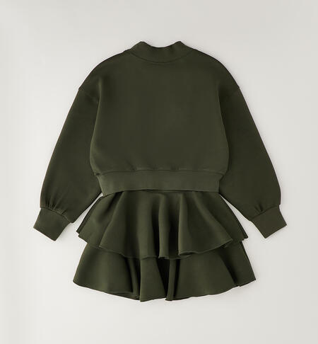 Completo gonna e felpa ragazza VERDE MILITARE-5557